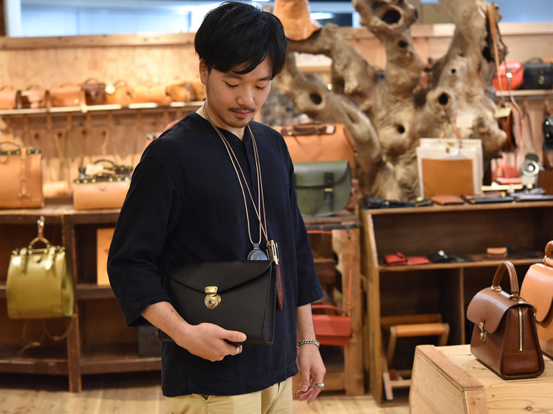 三角マチのセカンドバッグ(S-12) メンズ手持ち